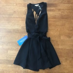 Black Cocktail Dress with Front Tie and Cute Back